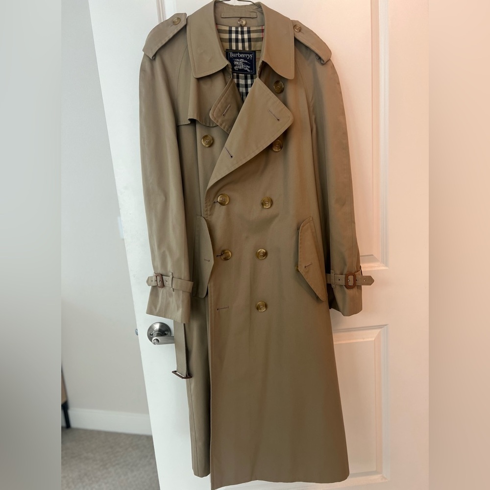 Burberry Khaki Double-Breasted Trench Coat with Signature Check Lining